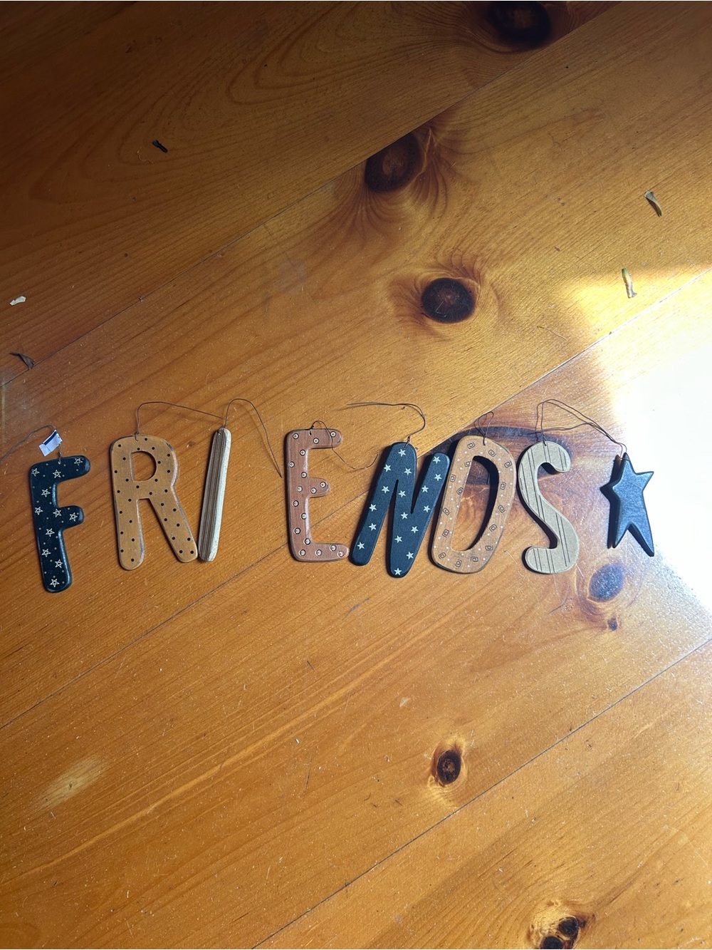 Wooden 'Friends' Hanging Single Letter Garland - Mixed Colors